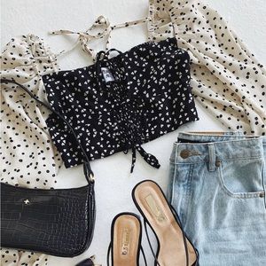 Black and White Long Sleeve Blouse